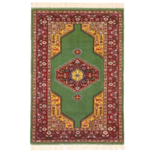 Hand knotted Khorasan rug (2.8 meters) green